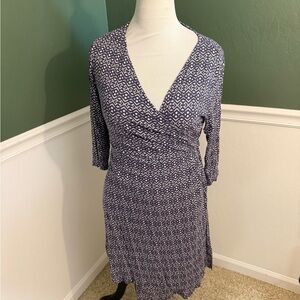 Seraphine Navy & White Print Wrap Maternity Dress | Size 12